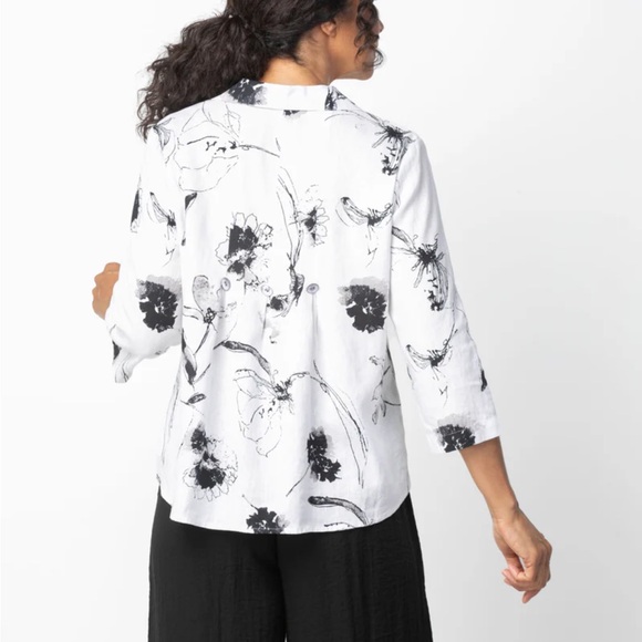 JM Collection Linen button down top blouse size 12 - Picture 2 of 8